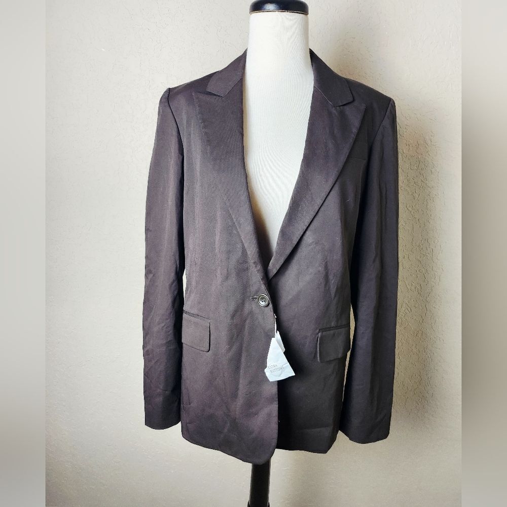 Body By Victoria Secret Cotton Blend Blazer Womens Chocolate Brown Size 8 New
